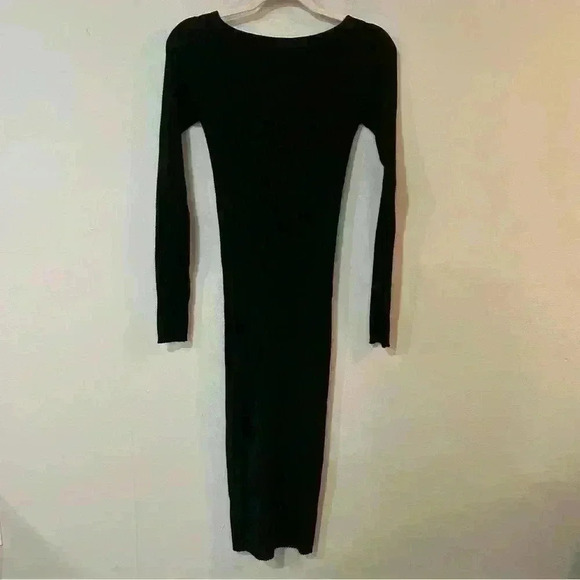Zara Black Bodycon Knit Long Sleeve Sweater Midi Dress Women’s Size Medium - Picture 5 of 7